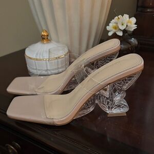 Fashion Nova Nude and Clear Heels